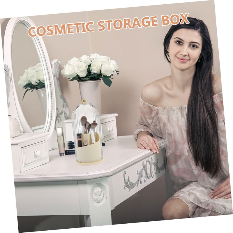 Rotating Birdcage Cosmetic Organizer with Transparent Lid Makeup Storage Vanity Bathroom - Image 5