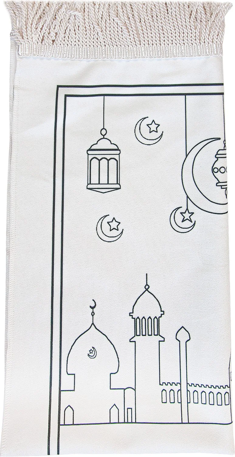 İhvan Online Brotherhood Online English Painted Washable Educational Religious Toy Children's Prayer Rug Set Red