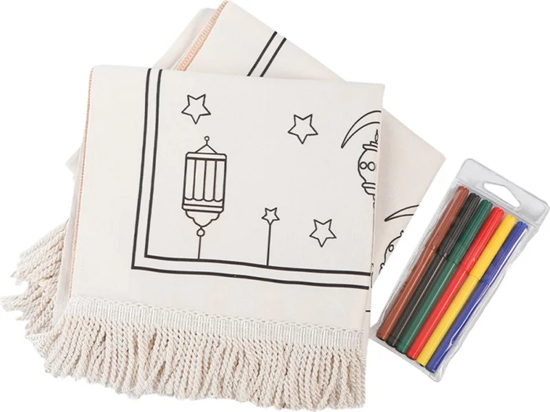 İhvan Online Brotherhood Online English Painted Washable Educational Religious Toy Children's Prayer Rug Set Red