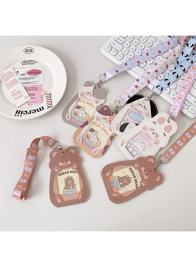 NIBEMINENT 1 - Piece Cartoon Cute PU Kpop Photo Card Holder Pendant Key Chain ID Badge Holder ID Card Holder Photo Card Protector for School ID Office ID Access Card for Women Girls - Image 3