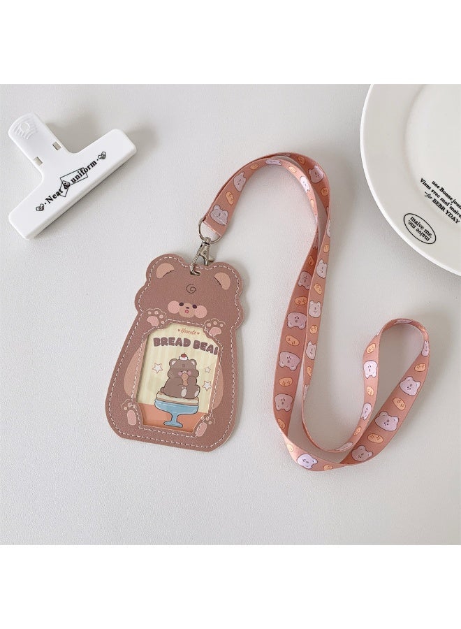 NIBEMINENT 1 - Piece Cartoon Cute PU Kpop Photo Card Holder Pendant Key Chain ID Badge Holder ID Card Holder Photo Card Protector for School ID Office ID Access Card for Women Girls - Image 1