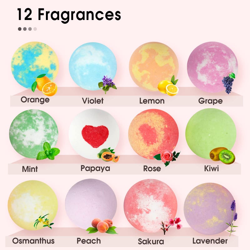 iHave قنابل استحمام iHave للأطفال والنساء، مجموعة هدايا مكونة من 12 قنبلة استحمام طبيعية مصنوعة يدويًا، قنابل استحمام فقاعة - هدايا مثالية للاعتناء بالنفس والاسترخاء للنساء - Image 3