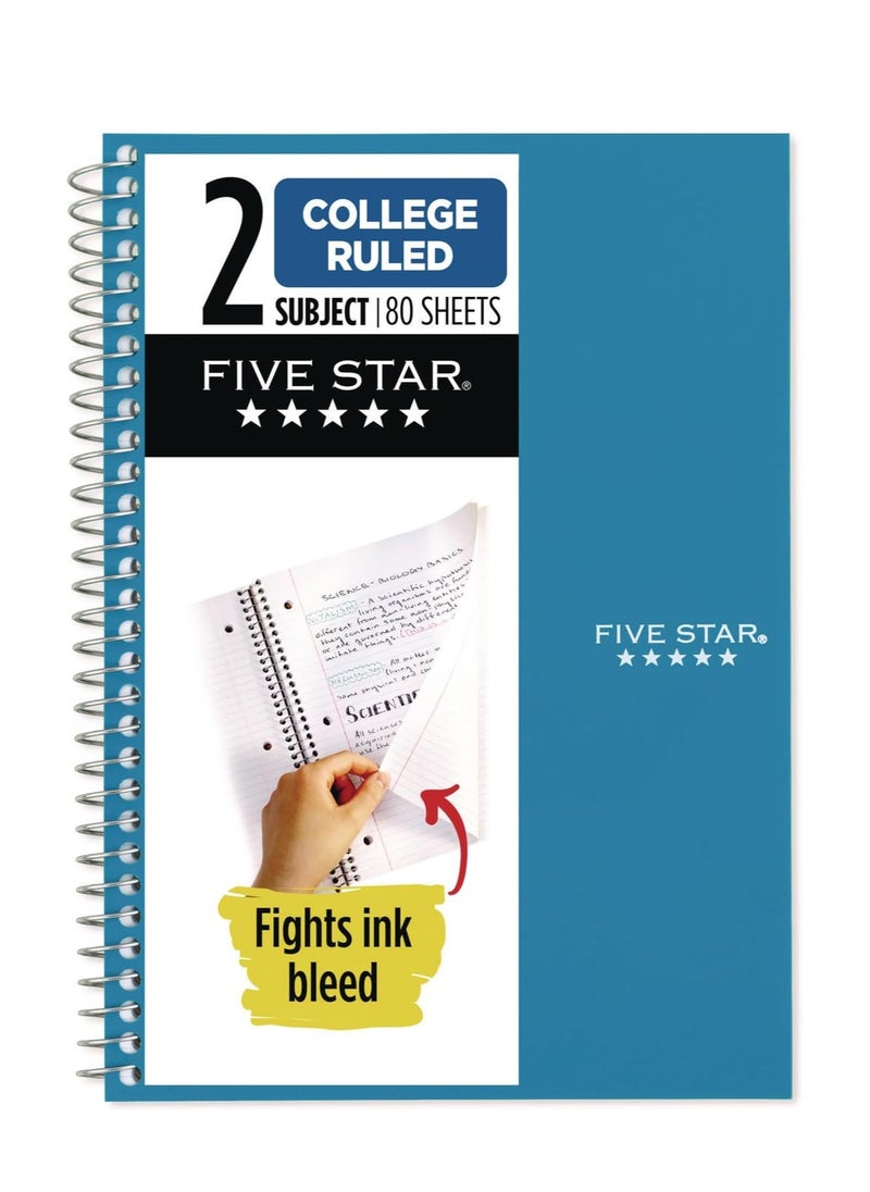 Five Star Five Star Wirebound Notebook, 2-Subject, Medium/College Rule, 80 Sheets 19x13.9 cm (7.5x5.5") Assorted Cover Color  - Image 1
