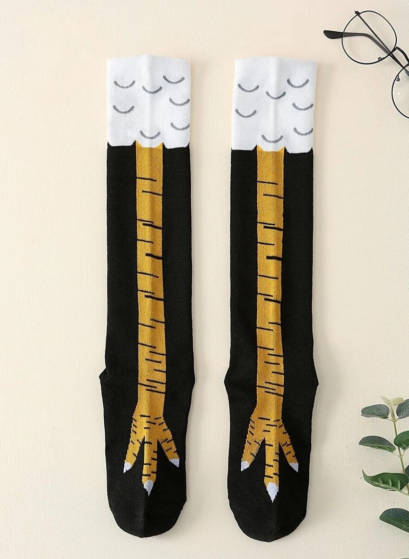 A Pair Of Cartoon-Shaped Over-The-Calf Socks Suitable For Men And Women - Image 1
