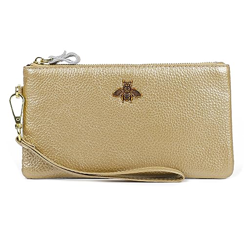 imeetu Women's Wristlet Clutch Purse Leather Cell Phone Wallet Handbag with Wrist Strap(champagne gold) - Image 1