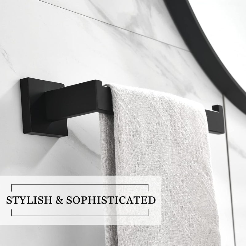 LUXIUR Towel Hanger for Wash Basin, Bathroom and Kitchen Sink Stand, 304 Grade Stainless Steel Towel Ring, Napkin Holder, Matte Black - Image 4
