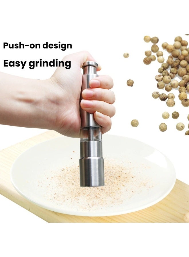 زجاجة طحن يدوية من الفولاذ المقاوم للصدأ مع تصميم نوع الضغط نافذة قابلة للفصل وشفافة لطحن دقيق - Image 3