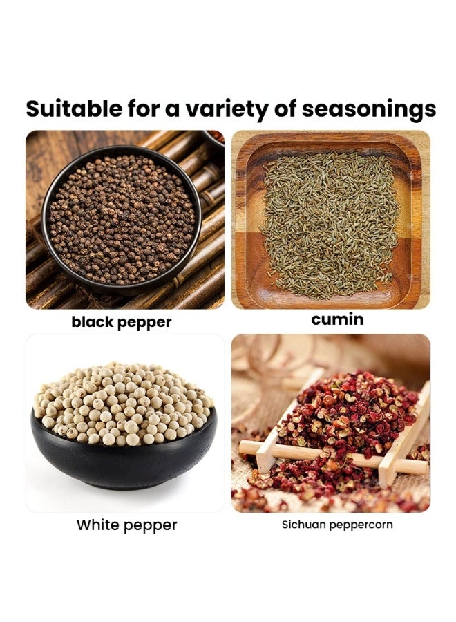 زجاجة طحن يدوية من الفولاذ المقاوم للصدأ مع تصميم نوع الضغط نافذة قابلة للفصل وشفافة لطحن دقيق - Image 2