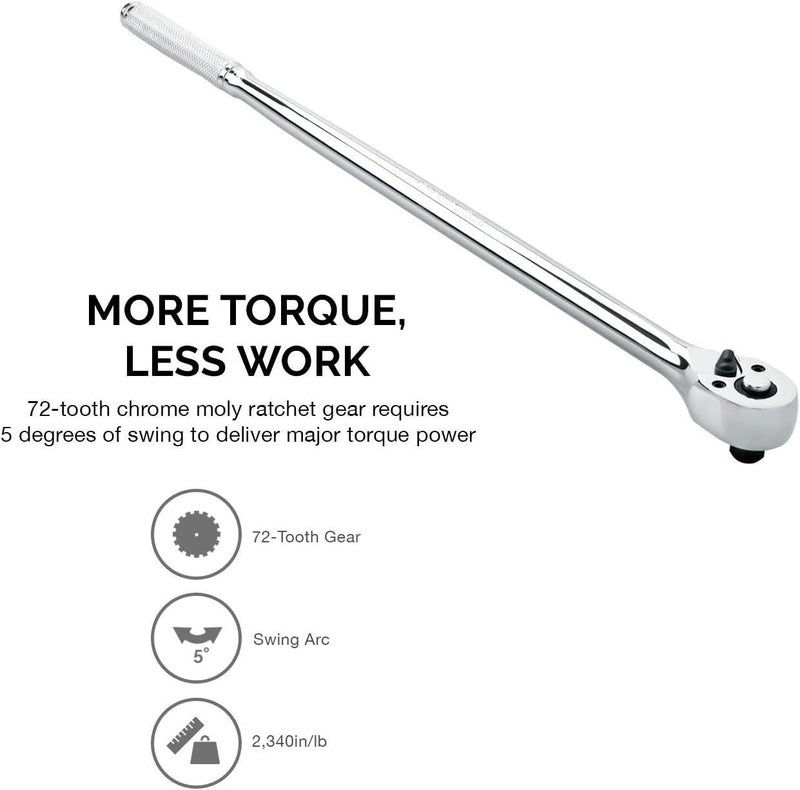 Neiko 03034A 3/8â€ Drive Extra Long Ratchet | 18â€ Length | 72 Tooth Gear | Cr-Mo Head | CR-V Steel - Image 4