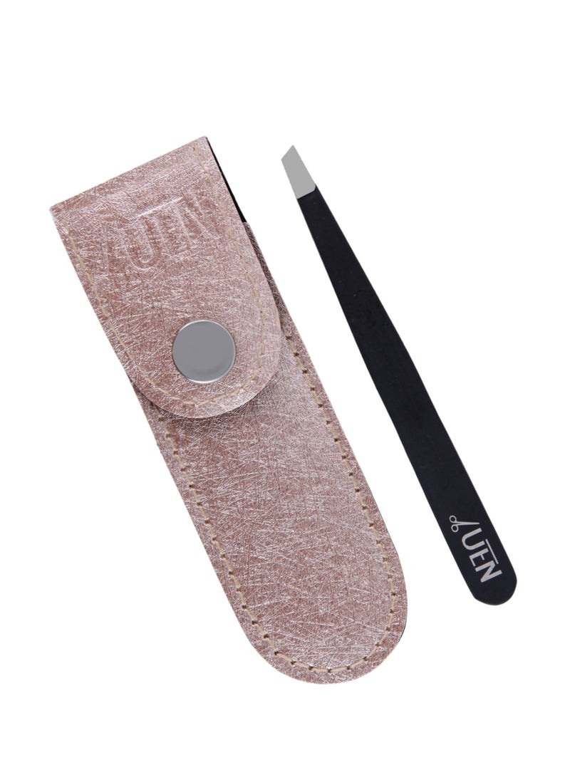 UEN Slant Edge Stainless Steel Tweezers for Women & Men – Precision Plucking, Eyebrows, Ingrown Hair, Bikini Line & Splinter Removal - Image 1