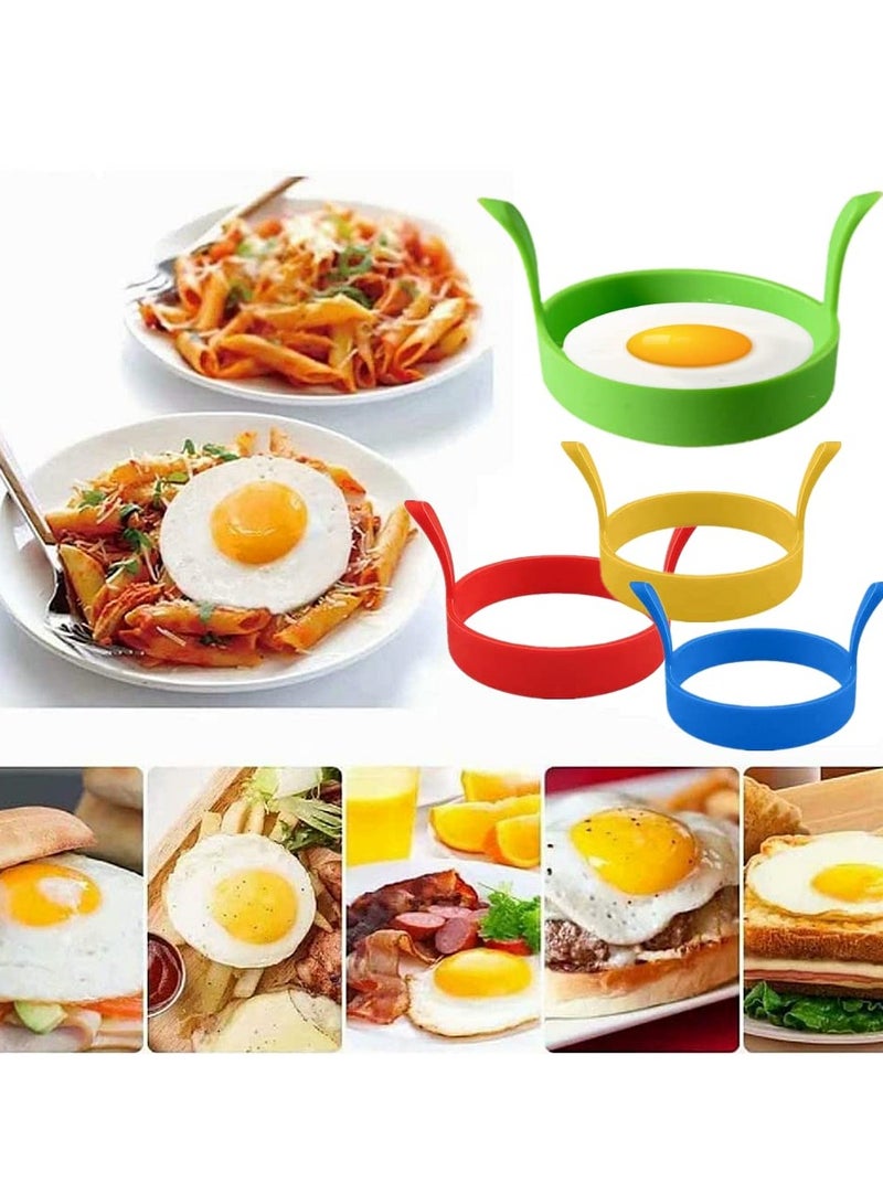 SUNSAR 4 Pcs Silicone Egg Rings, Round Egg Ring Mold Non-Stick Fried Egg Ring Egg Cooking Rings Heat-Resistant Pancake Rings - Image 4