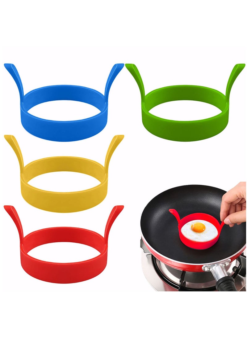 SUNSAR 4 Pcs Silicone Egg Rings, Round Egg Ring Mold Non-Stick Fried Egg Ring Egg Cooking Rings Heat-Resistant Pancake Rings - Image 1