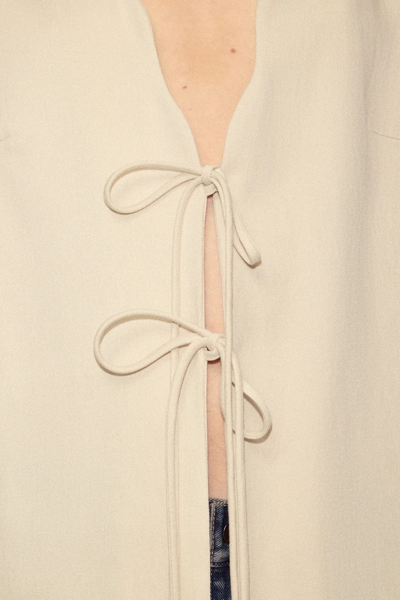 H&M  Linen-blend tie-front jacket for Women | Best Price UAE