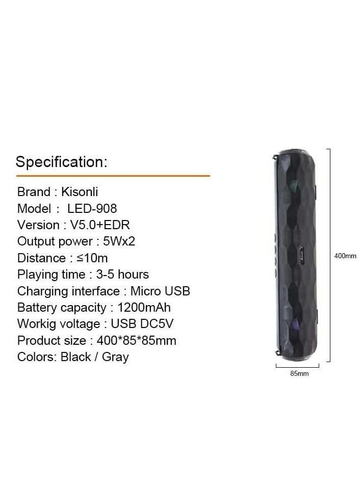 Kisonli LED-908 Blue Tooth LED Light Sound Systems Speaker With Microphone - Image 2