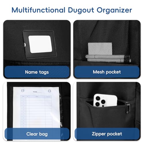 KAVIGOR Baseball/Softball Dugout Organizer - 15+ Helmet & Glove Storage Bag, Military-Grade 900D Fabric & 6 Reinforced Steel Hooks - Image 4