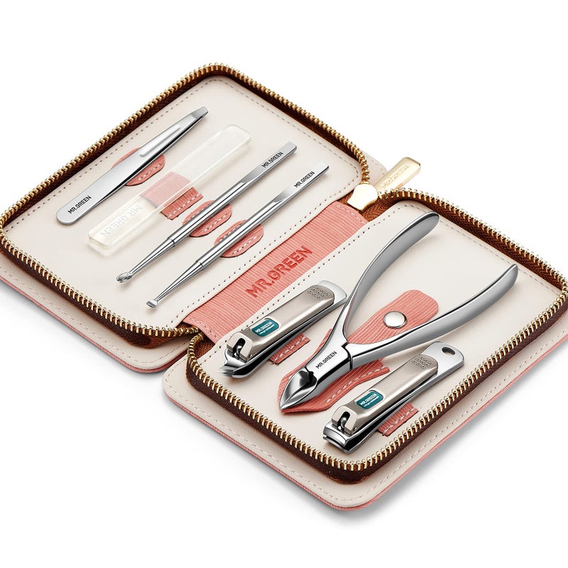MrGreen MRGREEN 7in1 Manicure Sets Personal Care Tools Stainless Steel Professional Nail Clippers Pedicure Set Travel Case Kits Mr6020 