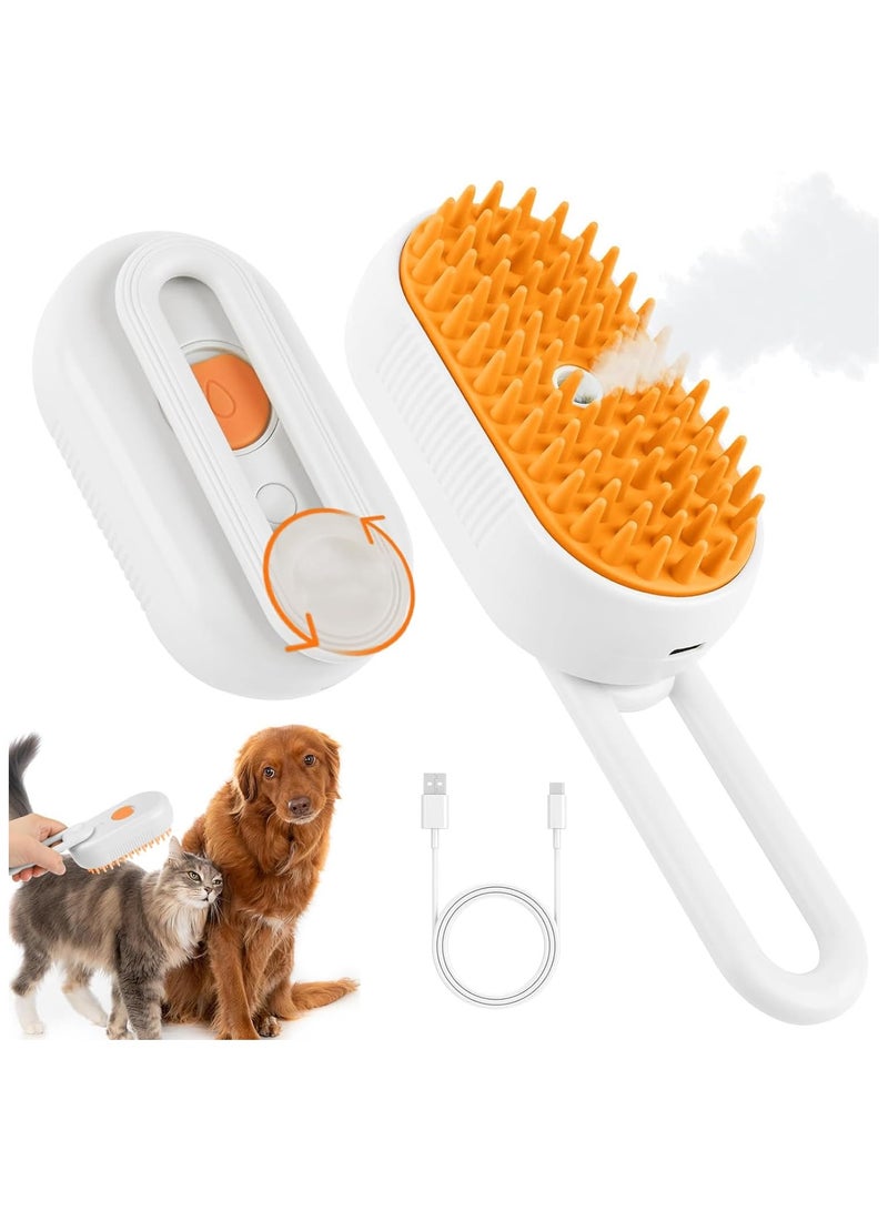 Cat Steam Brush, 3 in 1 Detachable Cat Hair Brush, Self-Cleaning Cat Brush with Steam Massage, Pet Steam Brush for Removing Tangles and Shedding Hair (White) - Image 1
