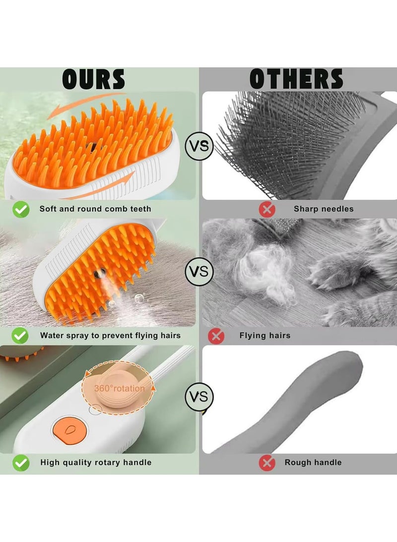 Cat Steam Brush, 3 in 1 Detachable Cat Hair Brush, Self-Cleaning Cat Brush with Steam Massage, Pet Steam Brush for Removing Tangles and Shedding Hair (White) - Image 4