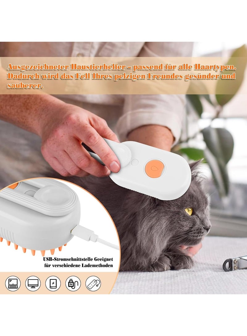 Cat Steam Brush, 3 in 1 Detachable Cat Hair Brush, Self-Cleaning Cat Brush with Steam Massage, Pet Steam Brush for Removing Tangles and Shedding Hair (White) - Image 5