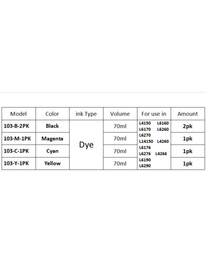 103 Ink Bottle 103 Ink C13T00S64A, suitable for L1200 series L1210 L1250 L3100 series L3110 L3111 L3116 L3150 L3151  (1 x 103 yellow，70ml)  - Image 2