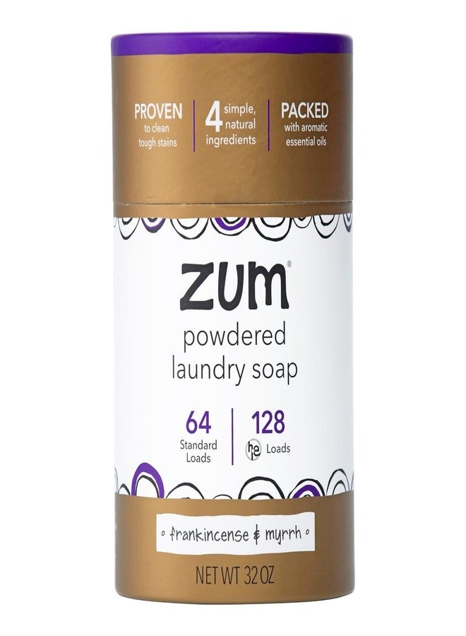 Zum Powdered Laundry Soap by Indigo Wild - Plant-Based Laundry Soap with Baking Soda, Coconut Oil & Essential Oils - 64 Loads (32 oz) - Frankincense & Myrrh - Image 1