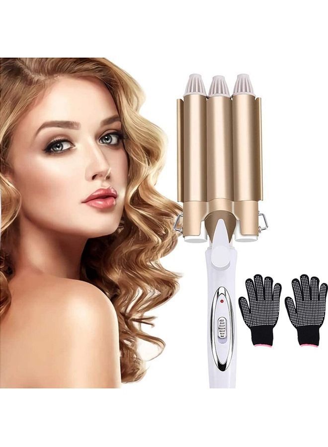 نيبمينينت جهاز لتجعيد الشعر بثلاثة أسطوانات ذهبي/ أبيض - Image 1