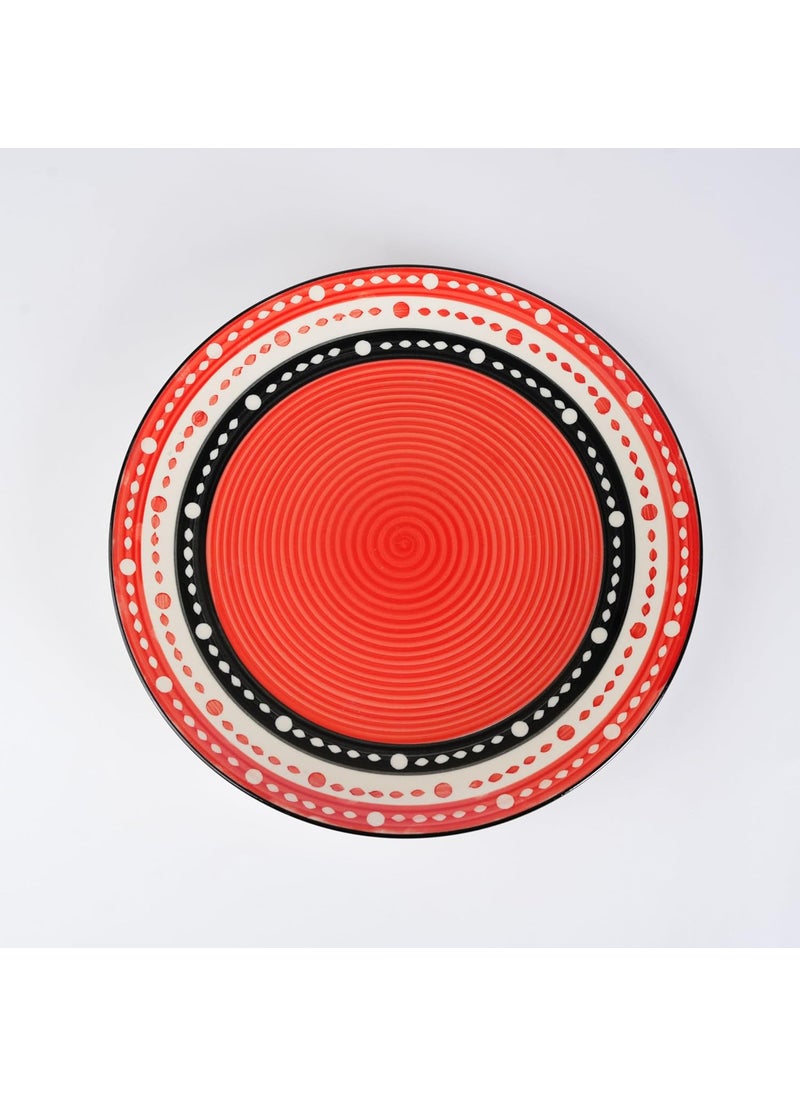 Caffeine Caffeine Ceramic Handmade Red & Black Dotted Dinner Plate 10" inch(Set of 4)  - Image 4
