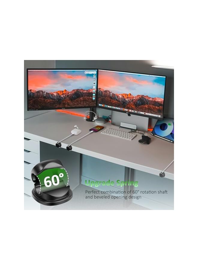 Green Tiger 6 Pack Cord Organizer, Adhesive Spring Cable Holder Clips Phone Charger Cord Holder for Home and Office Wall Desktop Nightstand (Black) - Image 2