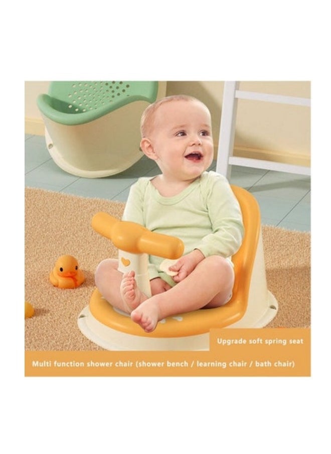 Baby Bathtub Seat with Adjustable Backrest Support, Suction Cups, Non-Slip Mat for 6-18 Months