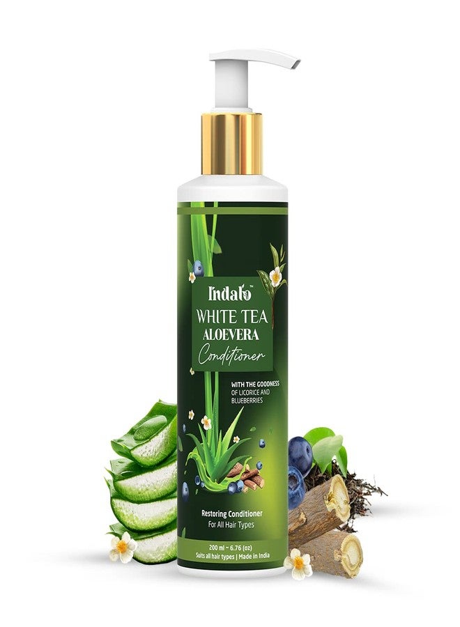 Indalo White Tea Aloe Vera Conditioner for Oily Hair | Hair Repair Natural Conditioner for All Types of Hair with the Goodness of Licorice and Blue Berries | Hair Strengthening Conditioner for Dull and Damaged Hair | Sulphate Free, Paraben Free, Silicone Free Conditioner - 200ml - Image 1