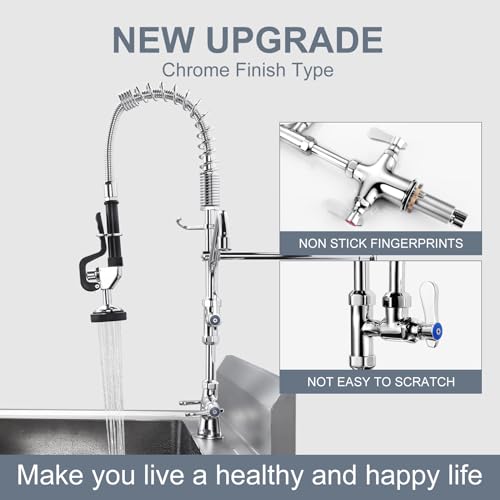 iVIGA Single Hole 27" Height Commercial Kitchen Faucet Deck Mount with Pre-Rinse Sprayer, Commercial Sink Faucet with 10" Add-on Swing Nozzle Spout & Spring Pull Down Sprayer for Restaurant Hotel - Image 4