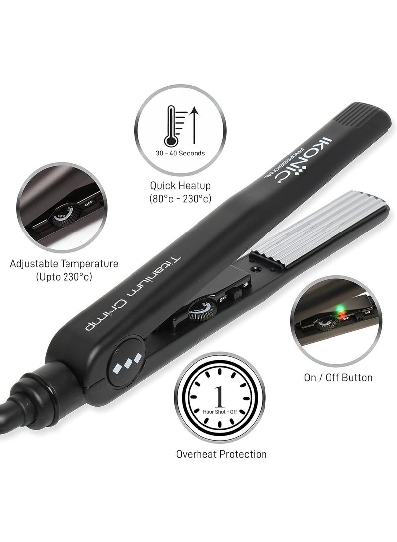 Ikonic Professional Titanium Hair Crimper, Black - Image 2