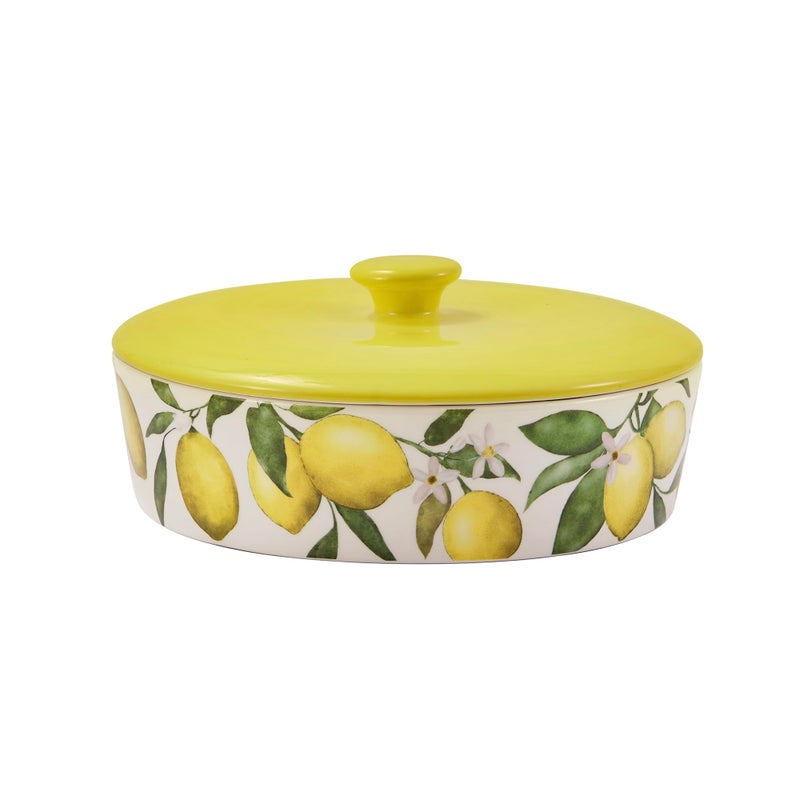 Bico Lemon Dream Ceramic 8.8 inch Tortilla Warmer, Tortilla Server with Lid, Taco Holder for Mexican Fiesta Party, Taco Tuesday, Cinco De Mayo, Microwave and Dishwasher Safe - Image 1