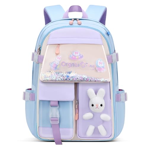 VIDOSCLA Bunny Girls Backpack for School Kawaii Kids Backpack Cute Sequin School Bag for Girls - Image 1