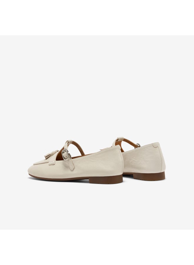 Bata Tassel Mary Jane Loafers Women Autumn British Lambskin Slip-on Avl11ca5 Off-white 40 - Image 4
