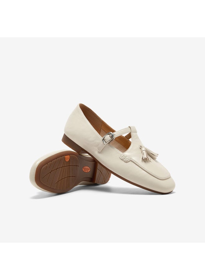 Bata Tassel Mary Jane Loafers Women Autumn British Lambskin Slip-on Avl11ca5 Off-white 40 - Image 3