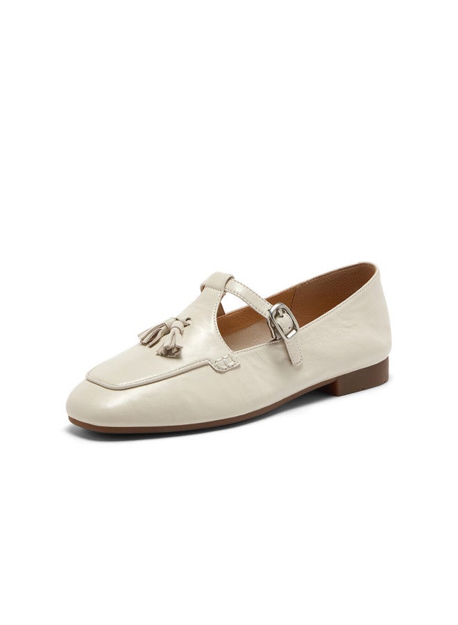 Bata Tassel Mary Jane Loafers Women Autumn British Lambskin Slip-on Avl11ca5 Off-white 40 - Image 1