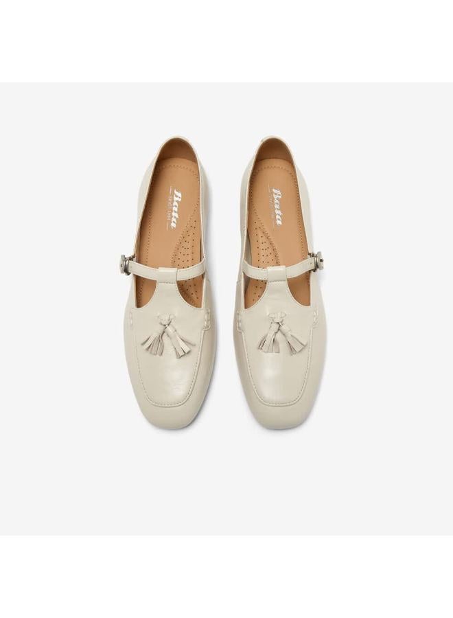 Bata Tassel Mary Jane Loafers Women Autumn British Lambskin Slip-on Avl11ca5 Off-white 40 - Image 2