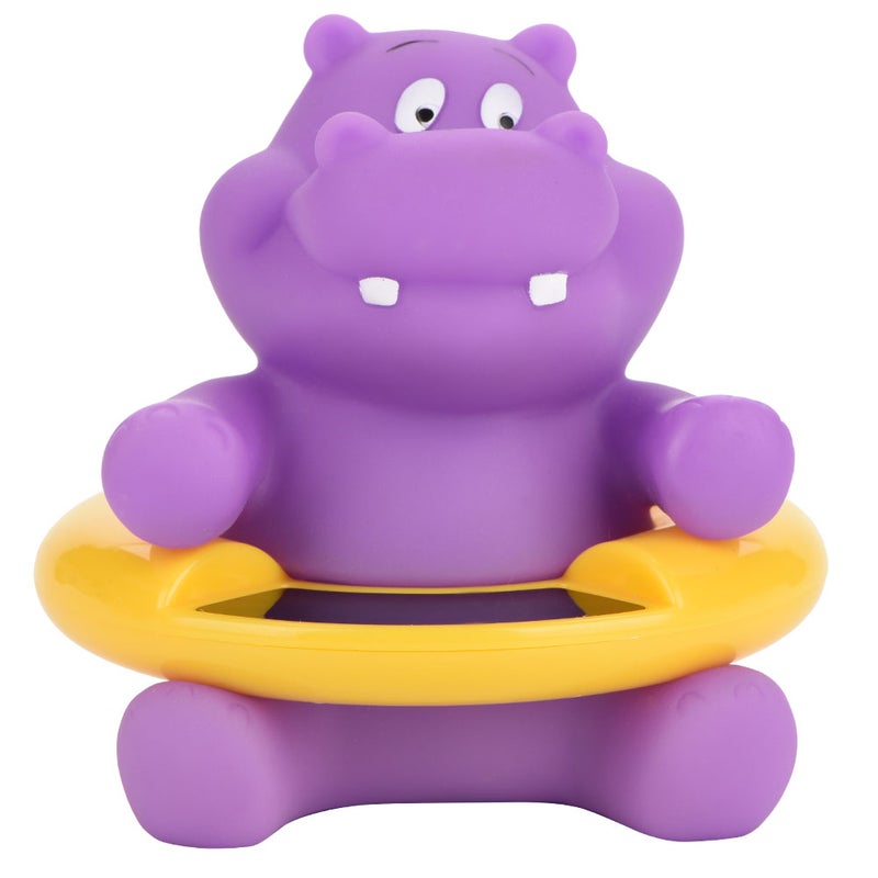Baby Bath Thermometer Temperature Display Floating Cute Animal Thermometer Purple Hippo - Image 1