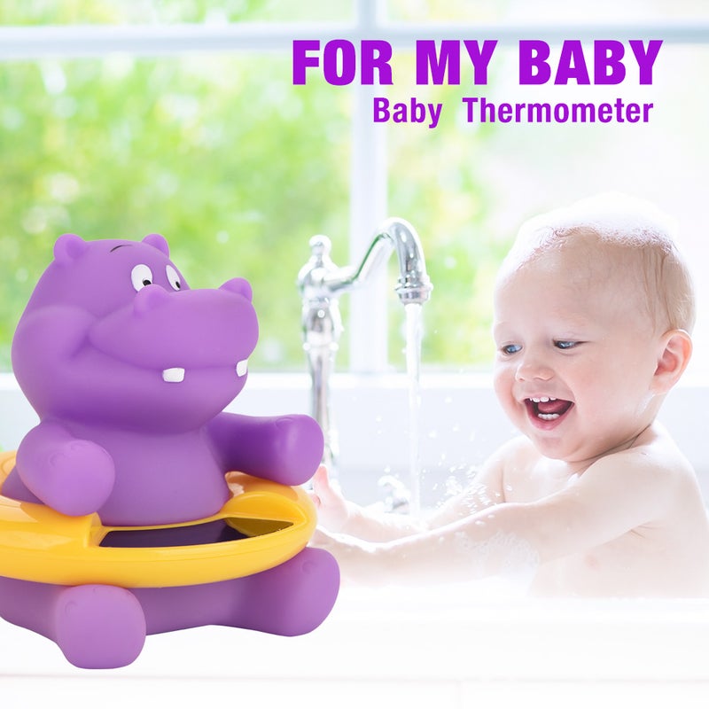 Baby Bath Thermometer Temperature Display Floating Cute Animal Thermometer Purple Hippo - Image 2