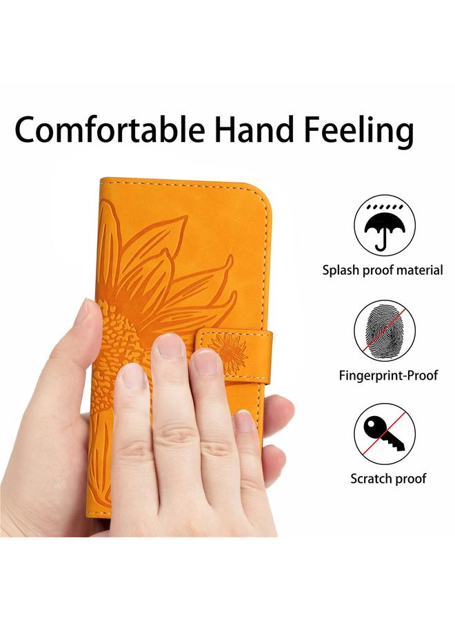S-TOP Case For OPPO A7/A12 Skin Feel Sun Flower Pattern Flip Leather Phone Case with Lanyard - Image 4