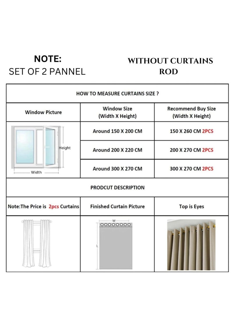 Umeema Blackout Window and Door Curtains for Bedroom, Living room with Grommet Top (Width 150cm and Length 270cm) Two pieces set. (Gold)  - Image 5