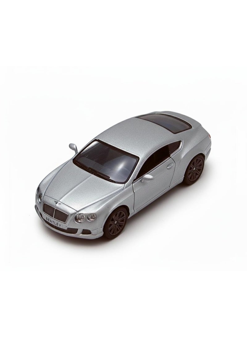 كين سمارت سيارة بنتلي كونتيننتال جي تي سبيد موديل 2012 بمقياس 1:38، مصنوعة من المعدن المصبوب، مزودة بآلية سحب للخلف وأبواب قابلة للفتح - فضية اللون - Image 1