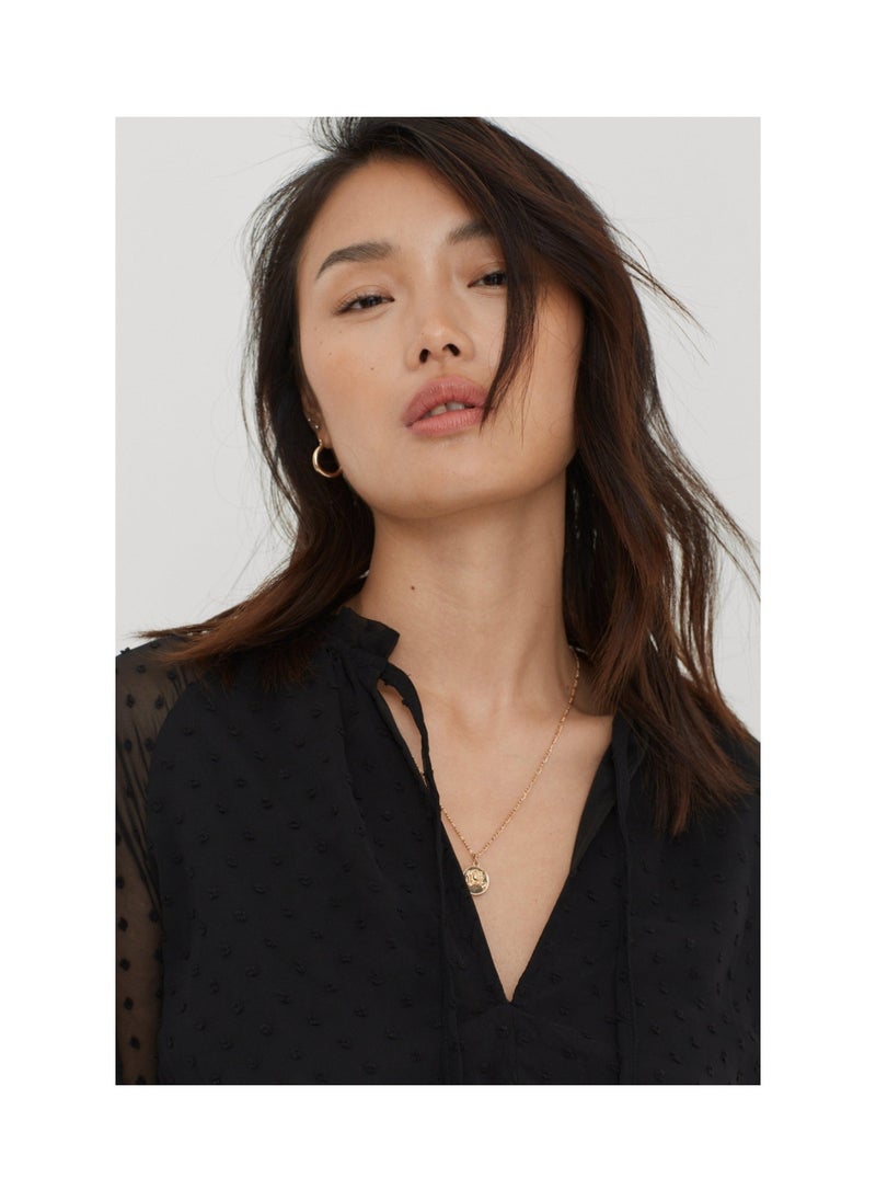NASTY GAL - Dobby Keyhole Tie Front Mini Skater Dress - Image 1