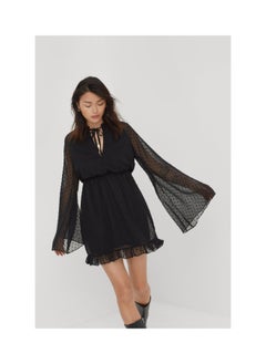 Dobby Keyhole Tie Front Mini Skater Dress