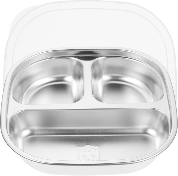STAINLESS STEEL DIVIDED TRAY 3 COMPARTMENT PORTION CONTROL DINNER PLATE ADULTS KID LUNCH TRAY CONTAINER FOR CAFETERIA CAMPING SNACKS 78IN