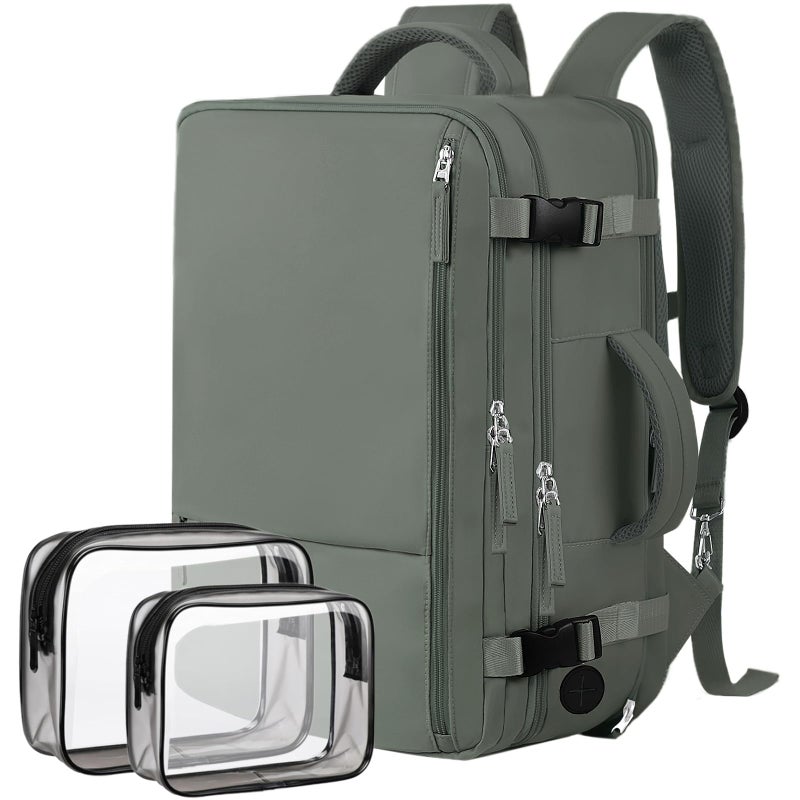 Hanples Extra Large Travel Backpack for Women as Person Item Flight Approved 40L Carry On Backpack 17 Inch Laptop Waterproof Hiking Casual BagOlive Green