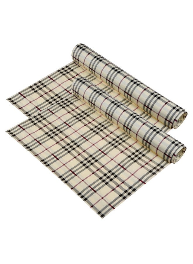 Kuber Industries Shelf Liner | Kitchen Cabinet Shelf Protector | Kitchen Liners for Cabinets and Drawers | Drawer Liner Mat | Check-Design Shelf Liner Cabinet Mat | 5 MTR | Pack of 2 | Cream - Image 1