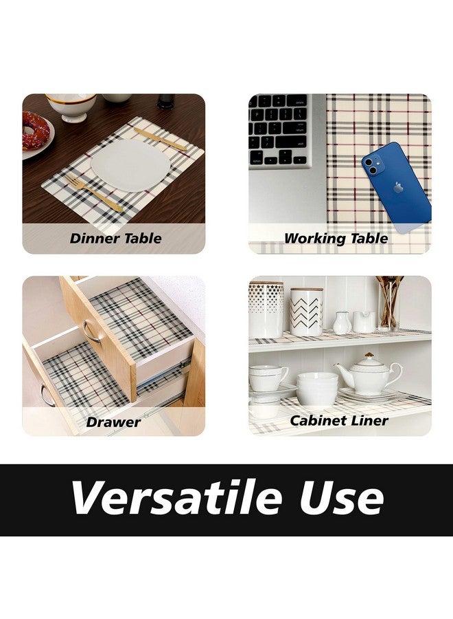 Kuber Industries Shelf Liner | Kitchen Cabinet Shelf Protector | Kitchen Liners for Cabinets and Drawers | Drawer Liner Mat | Check-Design Shelf Liner Cabinet Mat | 5 MTR | Pack of 2 | Cream - Image 4