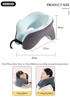 DUNISO 2-in-1 Travel Pillow, U-Shape Neck & Head Memory Foam Support Pillow, Napping Pillow, Face Down Pillow Relax Arms, Ergonomic Memory Foam Neck Pillow for Long Flight Essentials, Car, Train, Bus and Home Use  - Image 2